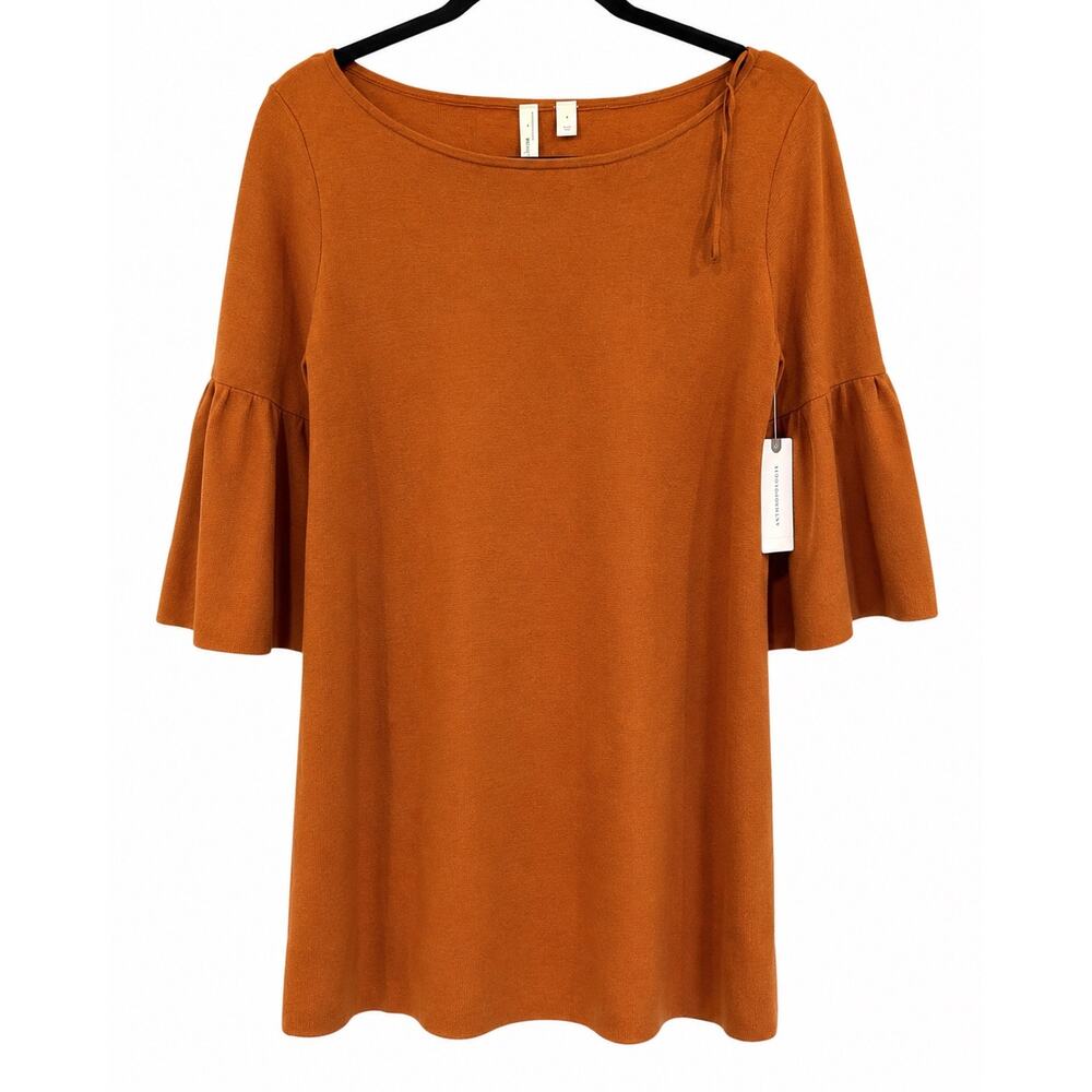 Anthropologie MOTH Rust Sweater Dress Small NWT Bell Sleeve Tunic Cottagecore